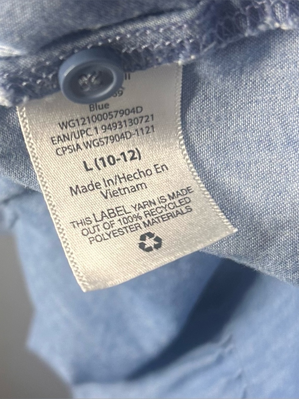 Wonder Nation Girls Chambray Ruffle Dress Size Large 10-12 Blue Sleeveless - Picture 9 of 12